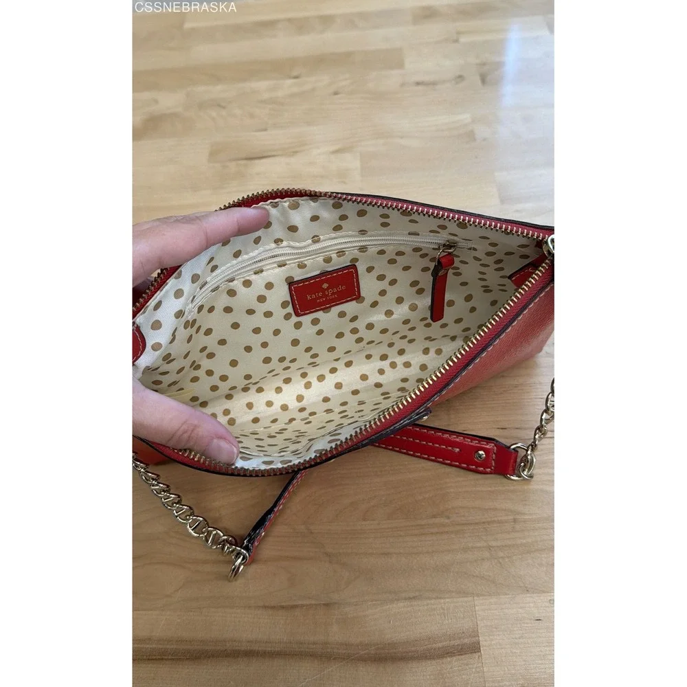 Kate Spade Red Wellesley Byrd Shoulder Bag Compact Wallet Set Pebbled Leather
